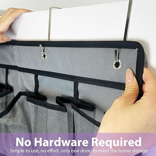 Miniatura 6 de Organizador de zapatos con 35 bolsillos grandes para colgar sobre la puerta, estante de zapatos extra resistente de tela Oxford para armario de