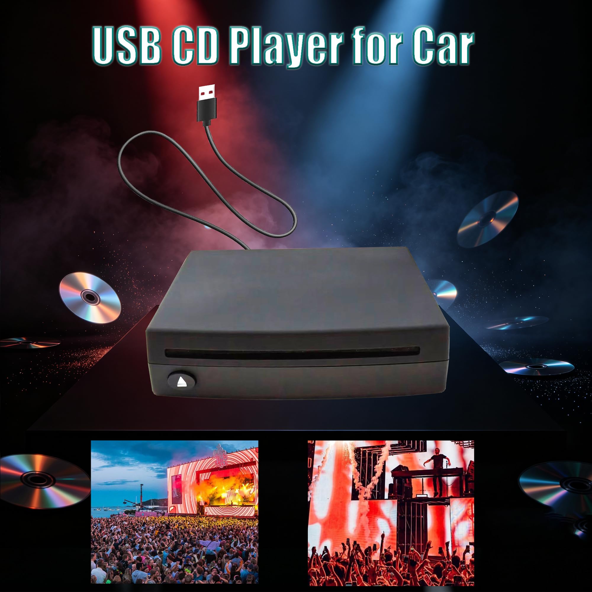Amazon.co.jp: Citreal 車用 USB CDプレーヤー 外部カーCDプレーヤー