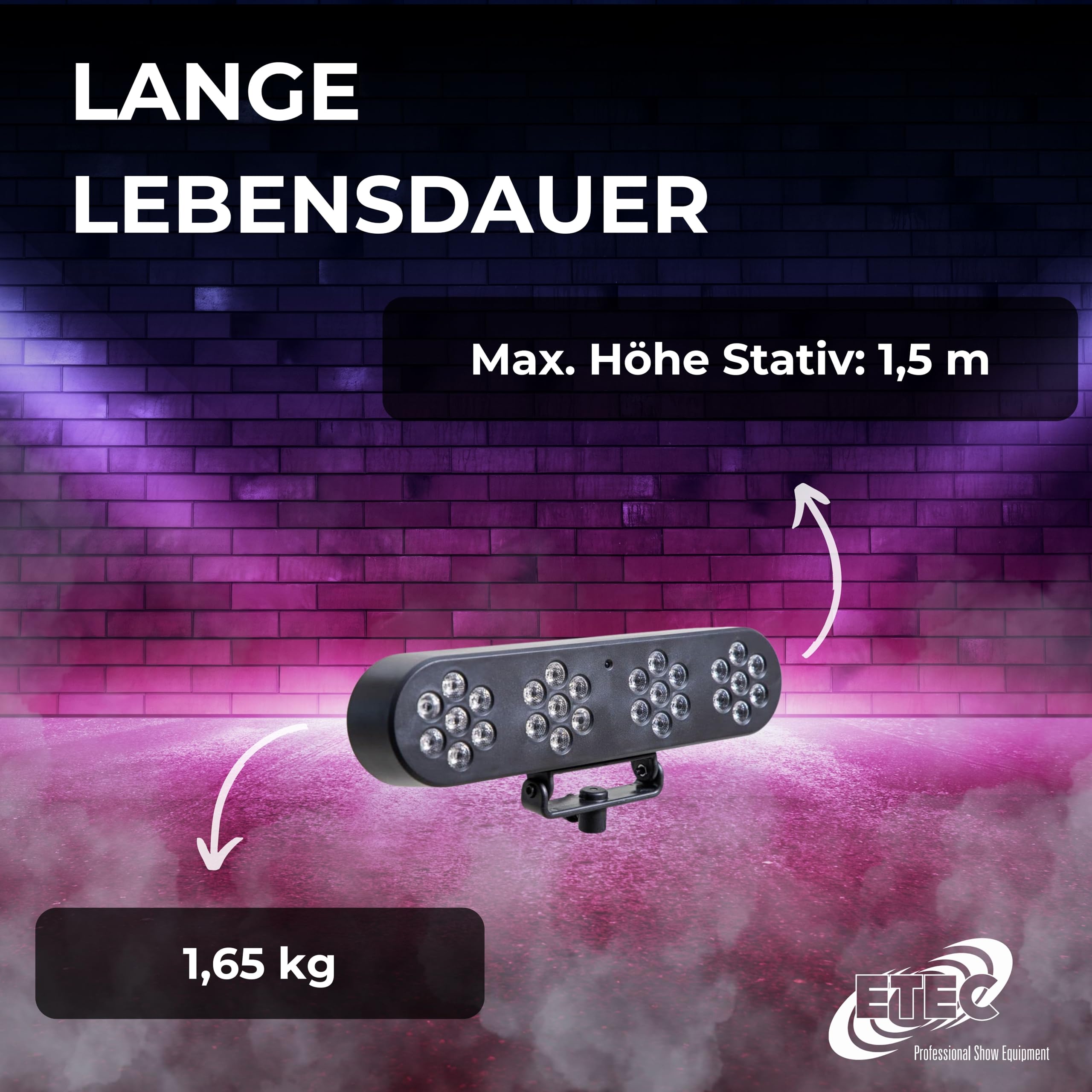 ETEC Professional LED DJ Magic Bank 1 Partybar Effekt Scheinwerfer mit Stativ und Fernbedienung RGB Discolicht Lichtanlage Komplettset PAR Scheinwerfer Veranstaltung Bühne