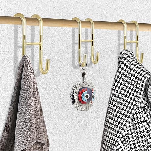 Miniatura 7 de Hitefu 2 ganchos para puerta de ducha, gancho para colgar puertas de vidrio dorado, sin marco, para toallas, bata, trajes de baño, afeitadora,