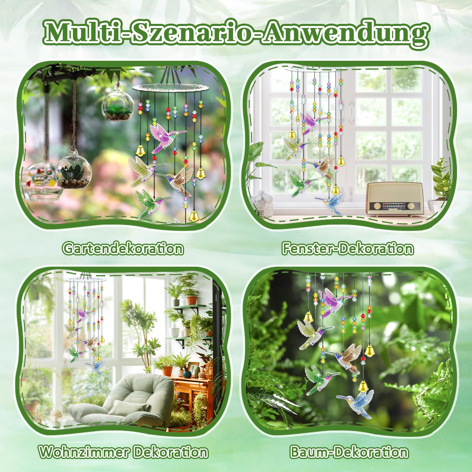 Kit 3 Attrape-soleils Diamant 5D à Peindre - Lune, Cœur, Arbre - Carillons éoliens Décoratifs Pour Jardin, Fenêtre