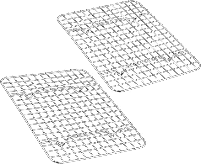 Cooling Racks for Baking, Joyfair 100% Stainless Steel BBQ Grill Set of 2, Mini Wire Rack Set Fit Baking Tray & Toaster Oven, Suitable for Cooking, Roasting, Grilling, Drying, Dishwasher Safe