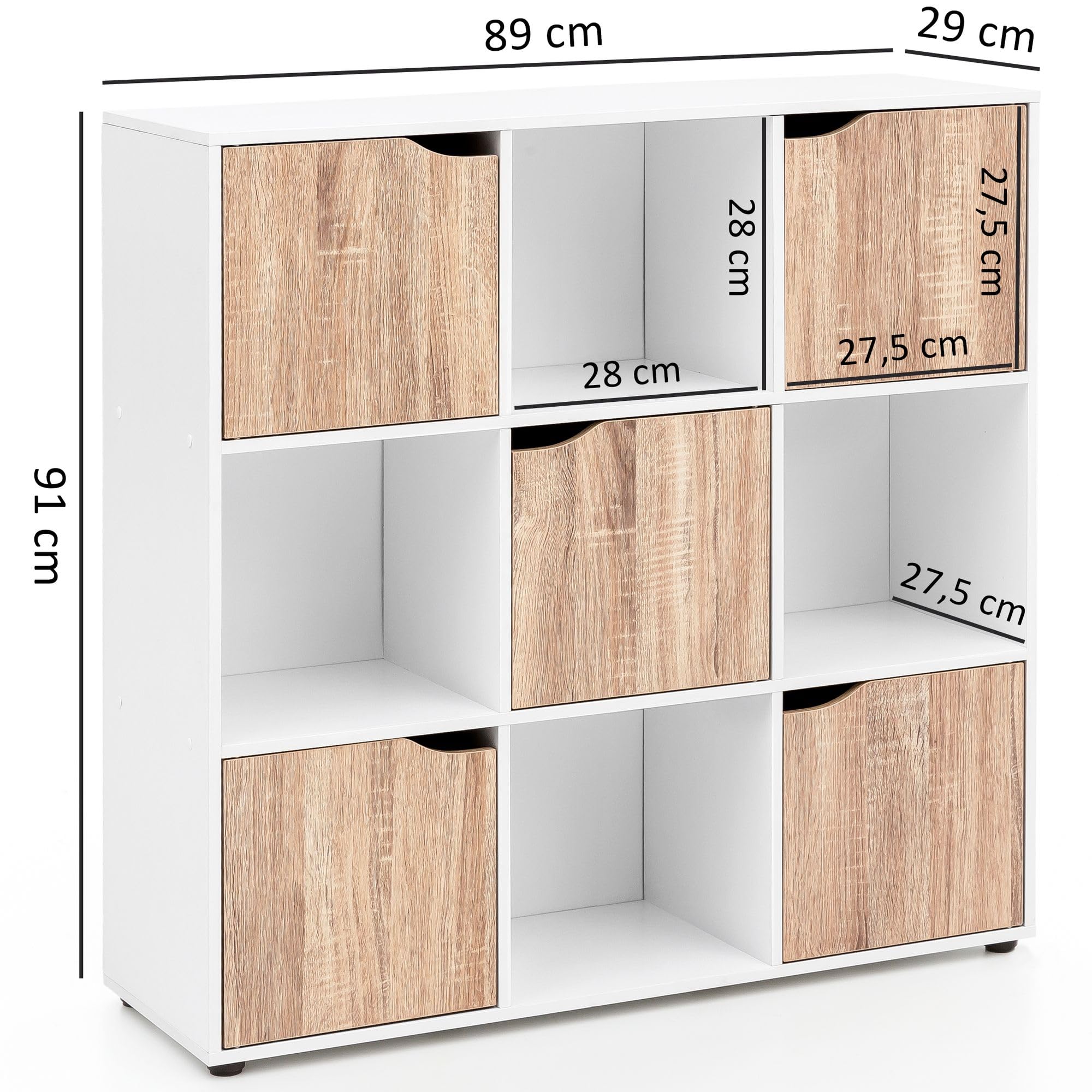 13Casa Chess B01 regał na książki, fornir, płyta wiórowa, 89 x 29 x 91 cm | regał stojący z 5 drzwiczki, regał kostkowy jako przegroda do użycia, regał do salonu, przedpokój i biuro, porządek z system