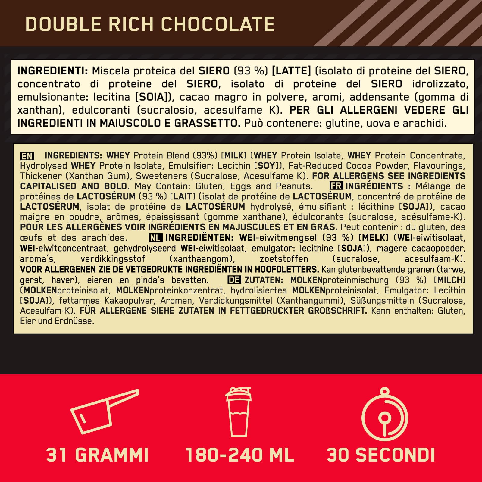 Optimum Nutrition Gold Standard 100% Whey Proteine in Polvere e Aminoacidi Doppio Cioccolato 775g 25 Porzioni + Micronised Creatine Monohydrate Performance Non Aromatizzata 317g 93 Porzioni