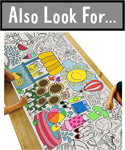 Miniatura 6 de Tiny Expressions Mantel para colorear de helado para niños, enrollado, sin arrugas, 30 x 72 pulgadas, póster grande para colorear para fiestas de