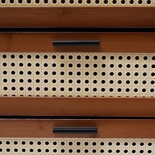 Miniatura 6 de Mesita de noche con cajón, mesa de noche moderna de mediados de siglo con cajón, mesa auxiliar de bambú para espacios pequeños, dormitorio, sala de