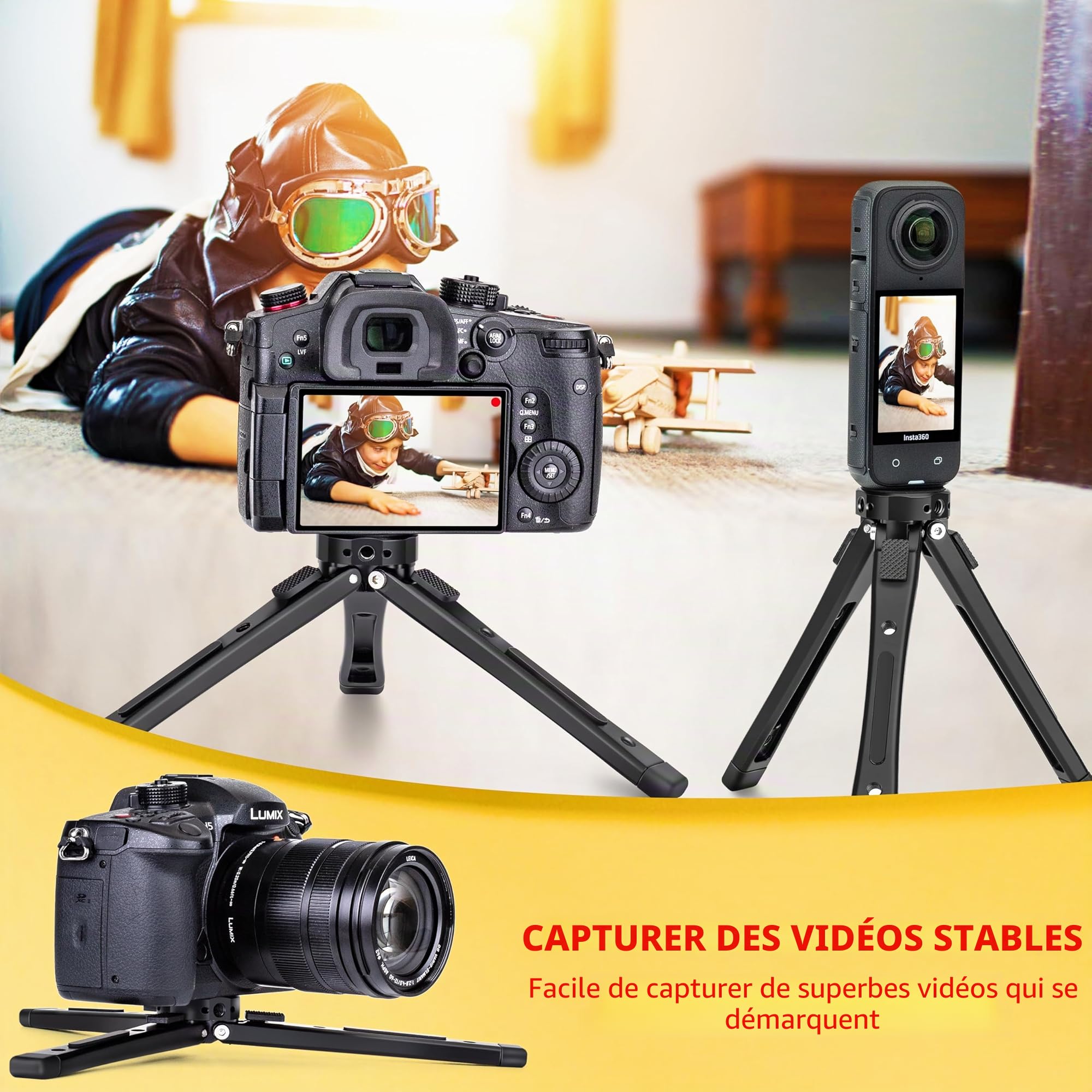 Zeadio Trépied Métallique Professionnel Robuste - Support Universel pour Table (Charge 40 kg / 88 LB) - Appareil Photo, Gimbal, Caméra Action, Caméscope, Microphone, Lumière LED, etc