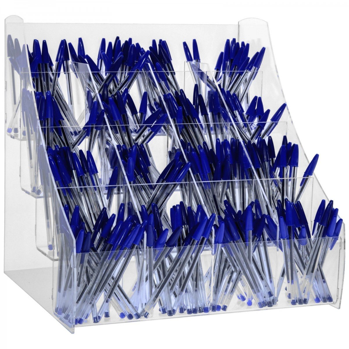 Porta penne da banco in plexiglass trasparente a 16 scomparti - Misure: 41 x 34 x H41 cm