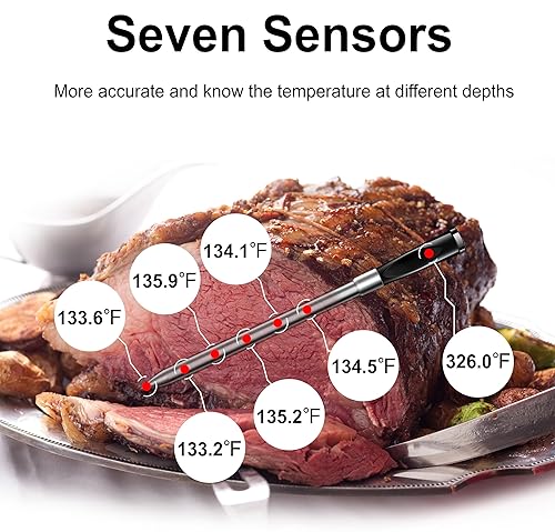 Miniatura 3 de Dual Band WiFi 2.4G+5G Bluetooth Wireless Meat Thermometer, 7 Smart Temperature Sensors, Unlimited Range App Monitoring, 100% Wire-Free Probe for