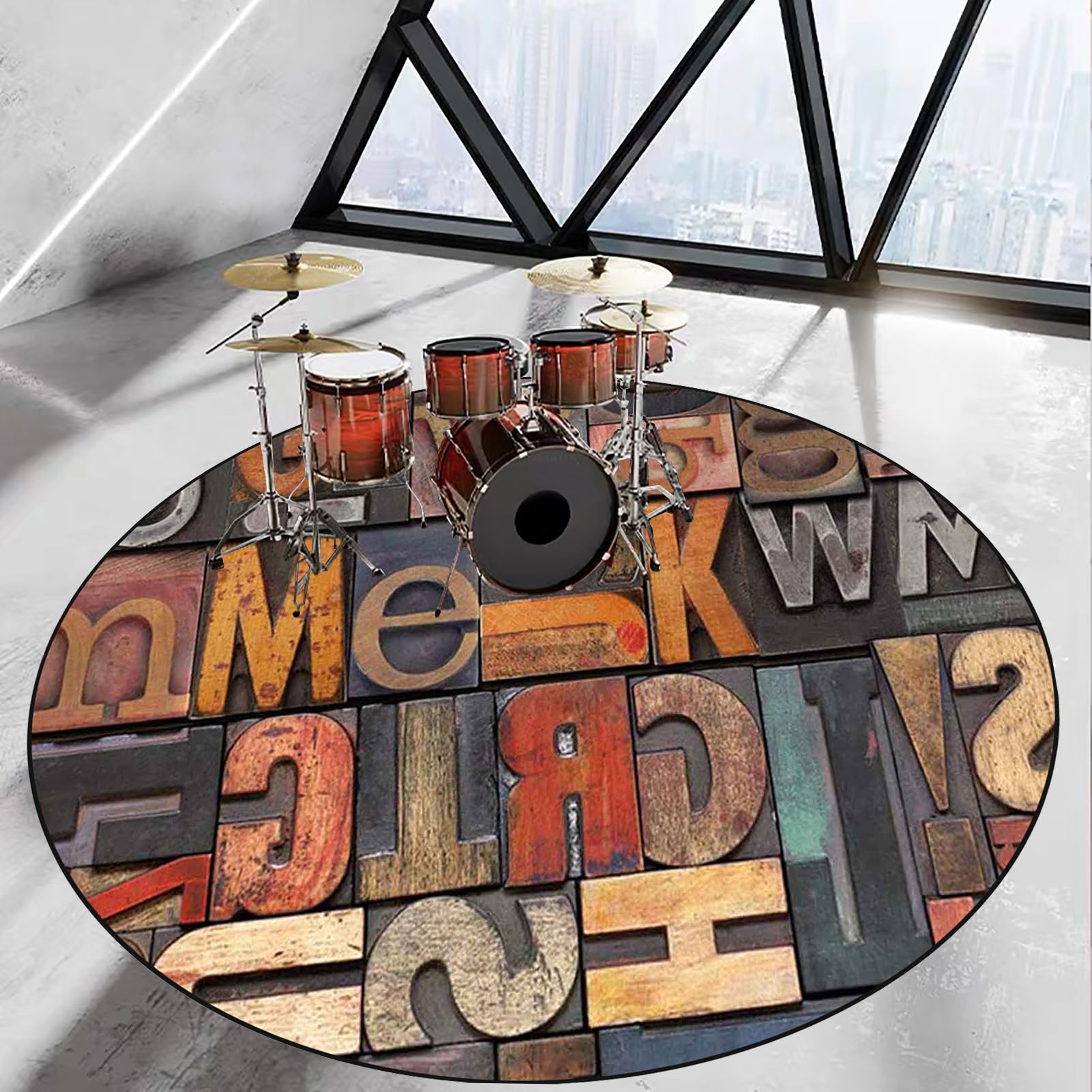 120 cm Schlagzeugteppich Rund Schallschutzmatte Drum Teppich Schallschutz Teppich rutschfeste Trommelmatte für E Drum Schlagzeug Elektronisch Snare Teppich Drum Rug Schalldicht Trommel Teppiche