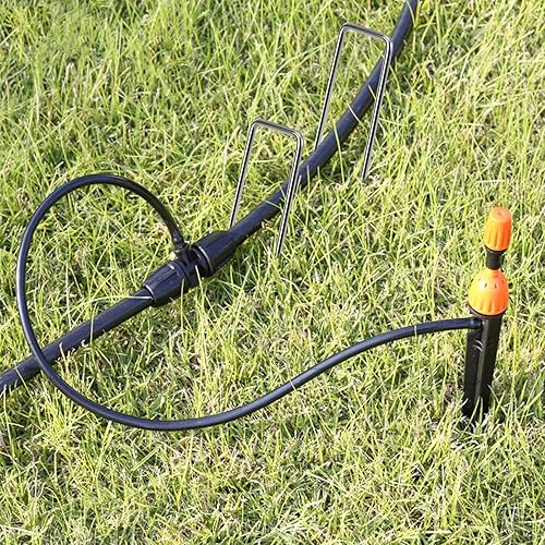 Miniatura 9 de Finderomend Paquete de 100 grapas de paisaje y paquete de 100 juntas, grapas de jardín de acero galvanizado de calibre 11 de 12 pulgadas con