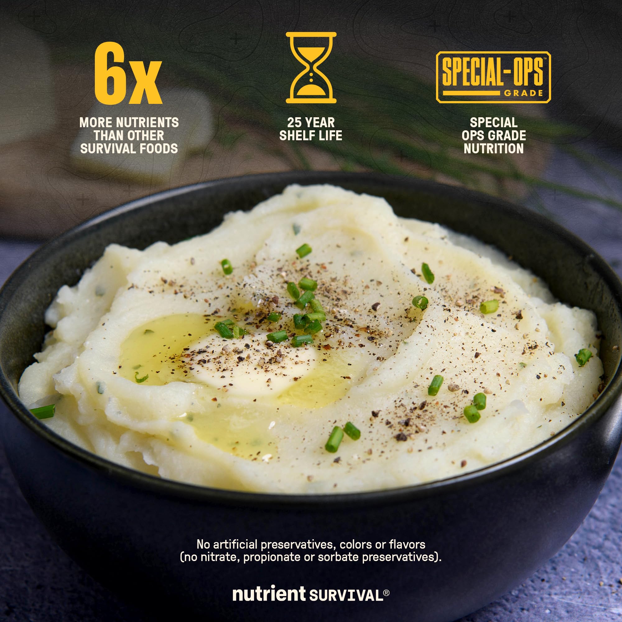 Nutrient Survival Fiocchi di patate, patate vitaminiche in polvere (4 lattine, 30 porzioni per lattina) per purè di patate, zuppe, forniture alimentari di emergenza e forniture da campeggio, 38