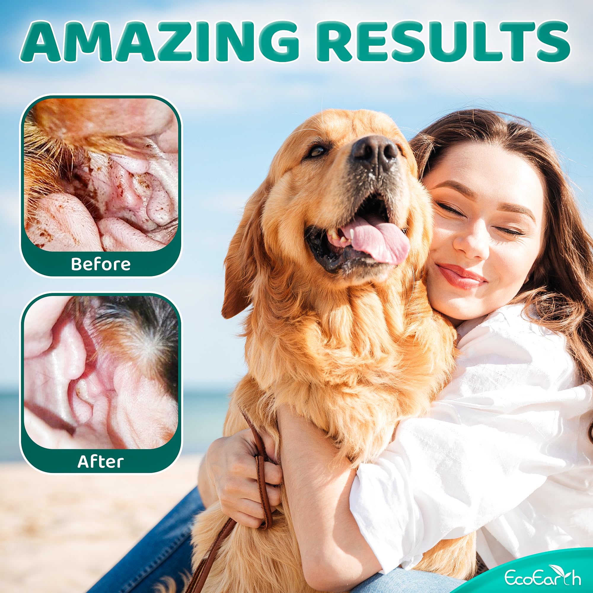 Premium Dog Ear Cleaner Wipes - 50 Pcs - Pet Ear Cleaning Finger Wipes - Pearl-Embossed Texture - Disposable Wipes - image 4