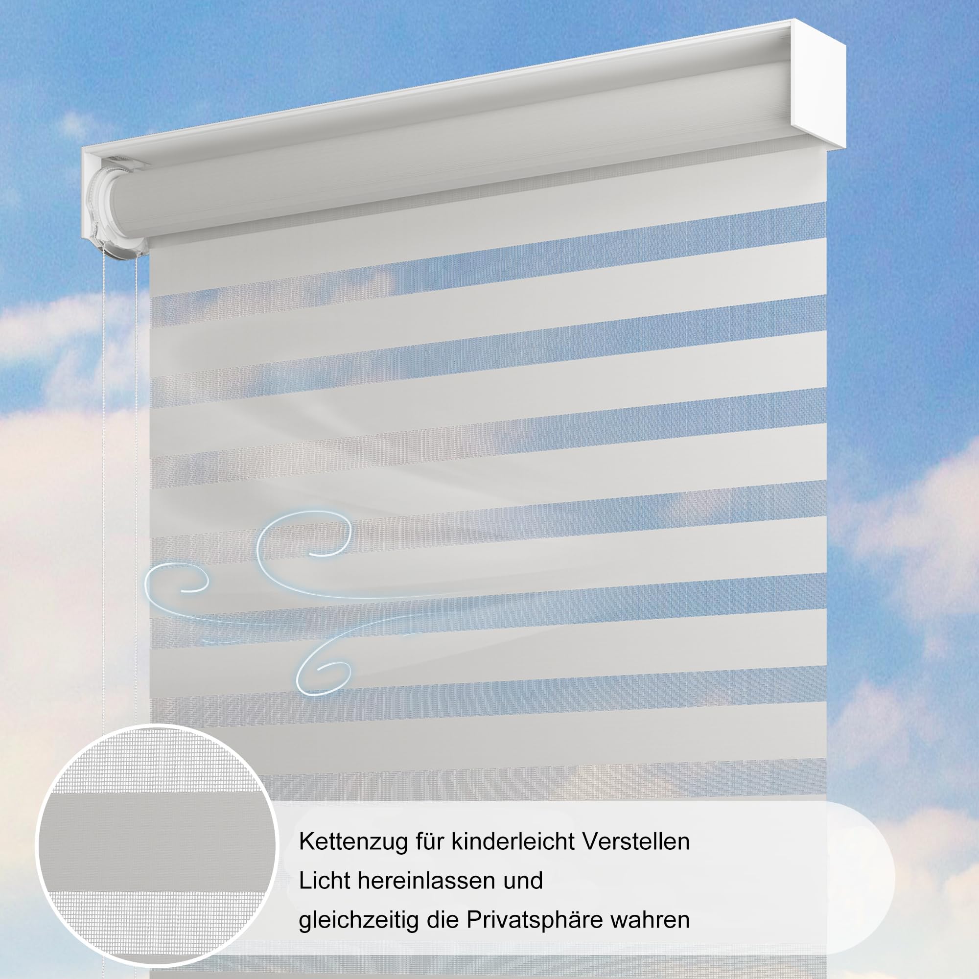 PURPLE LEAF Lamellenpergola Zubehör BY-AS, 2er-Set Außenrollo, für 3 m Graue Lamellenwand, UV-Schutz und Sichtschutz, Aluminiumrahmen und Textil, Stufenlos Einstellbar, Weiß