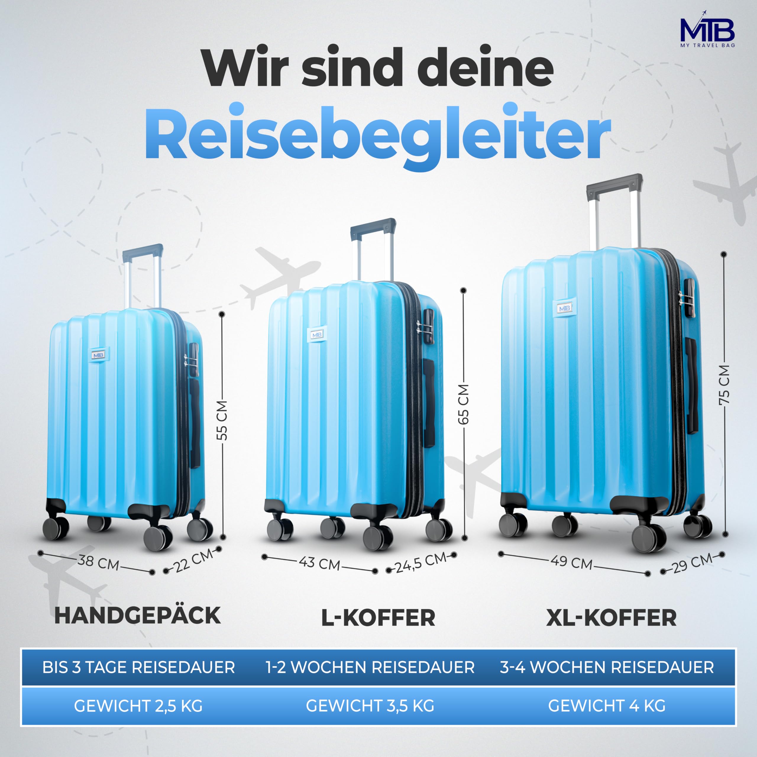 Hartschalen-Koffer Trolley ABS Reisekoffer 4 Zwillingsrollen (Handgepäck-Mittel-Groß-Set) + 5cm Dehnungsfuge (Rose-Gold, Großer Koffer (75cm))