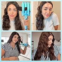 Vista 3 de Rizador de 3 barriles Aleath: Rizador de cabello de doble voltaje con temperatura ajustable de tres barriles - Varilla onduladora de cerámica de 1