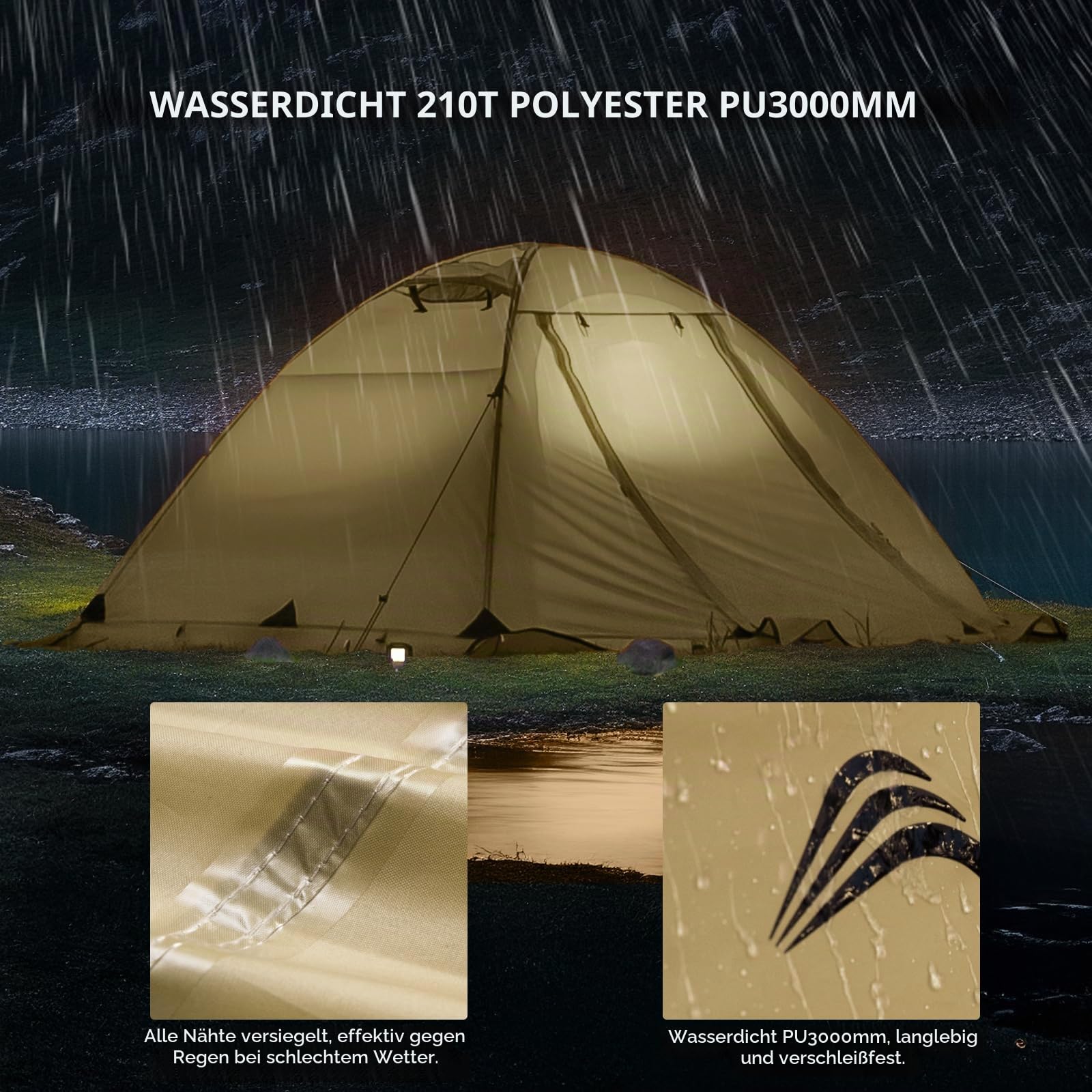 BISINNA 4-Jahreszeiten-Zelt für Rucksackreisen, Winterzelte, 2 Personen, leicht, kaltes Wetter, wasserdicht, doppellagig, Ganzjahreszelt, Aluminium-Legierung, einfache Einrichtung für Camping, Wandern
