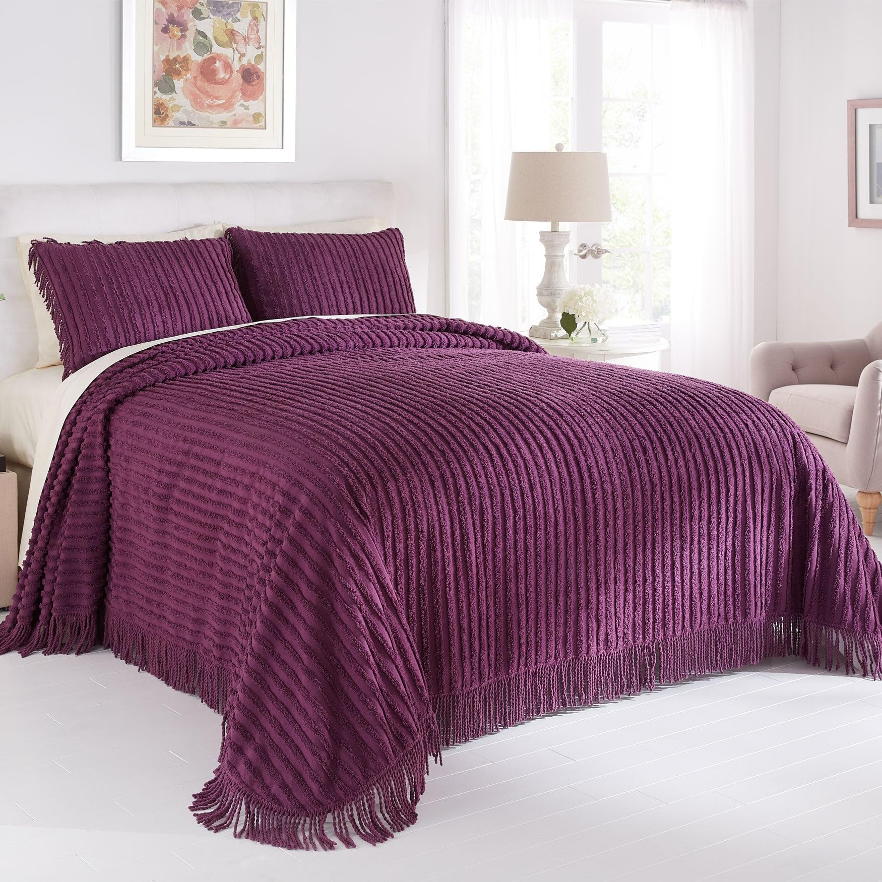 Snapklik.com : BrylaneHome Oversized Extra Wide Cotton Chenille Bedspread
