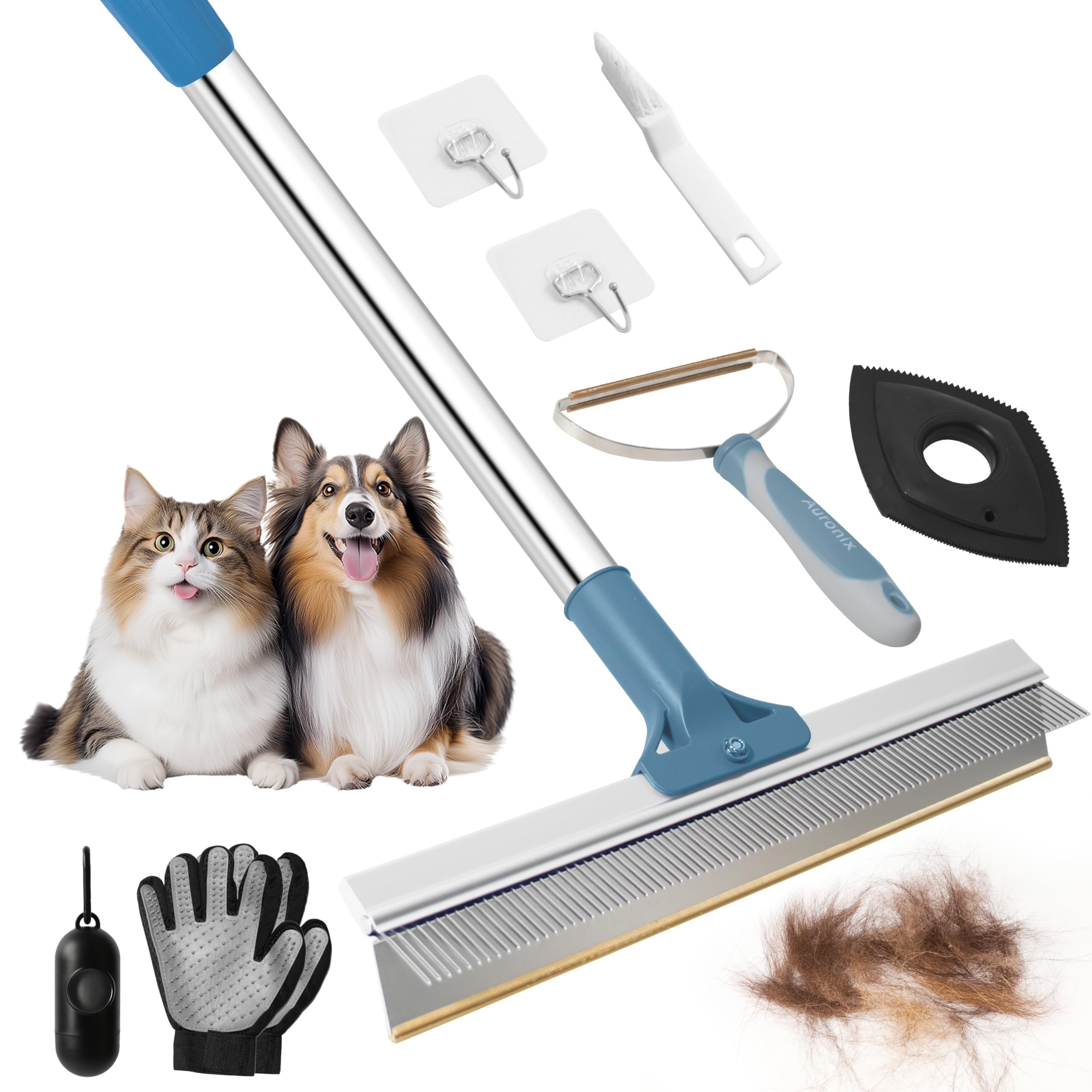 Amazon.com: AURONIX 7 in 1 Carpet Rake for Pet Hair Removal with