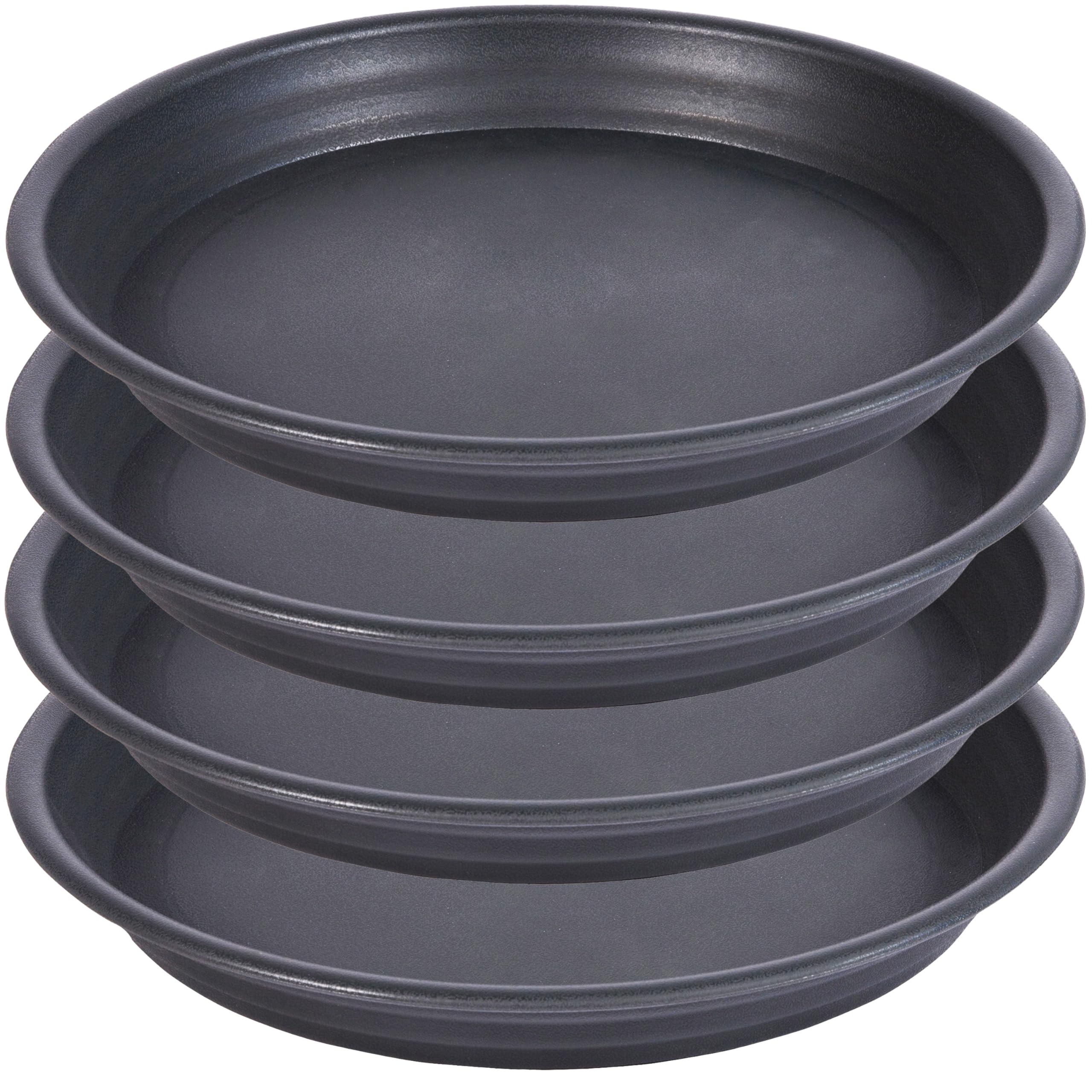 MSKIAUO 4 Pack Plant Saucer Drip Tray 13 14 inch, Large Plastic Flower Planter Saucers and Drip Trays for Indoors Outdoors, Heavy Durable Plant Plate Water Catcher (14", Dark Gray)