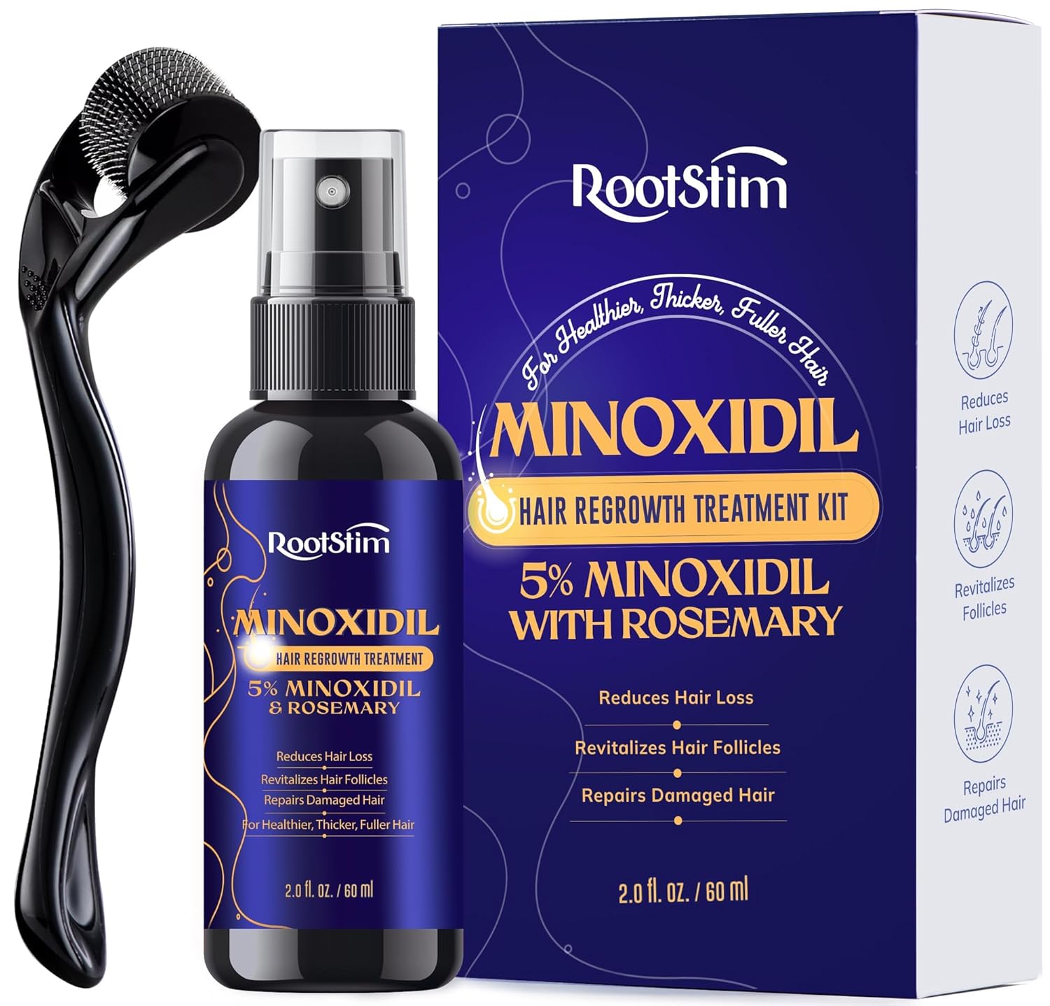 Minoxidil 5% Beard Growth Kit for Men, Hair Regrowth Treatment for Women, 5% Minoxidil Topical Solution for Hair Growth 2.03 Fl Oz