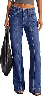 BTFBM Women's Straight Leg Jeans High Waisted Curve Appeal Stretchy Denim