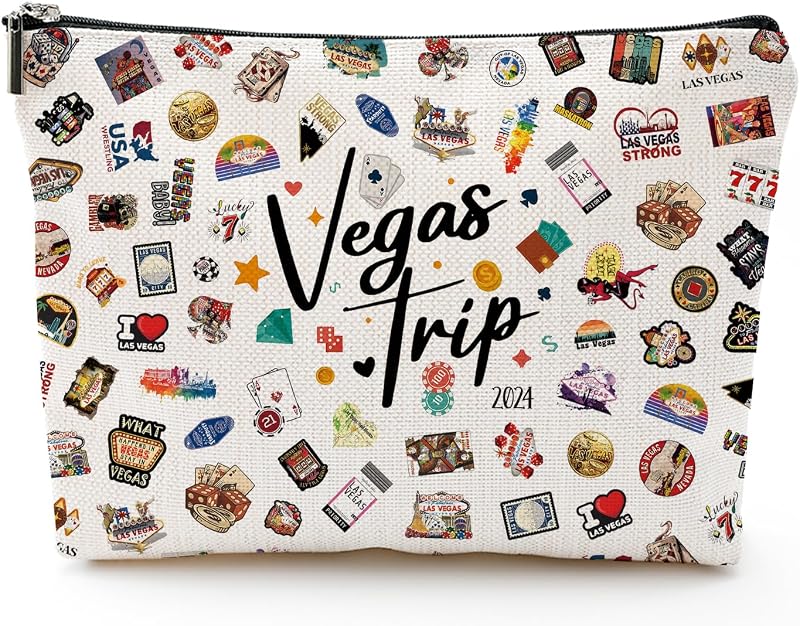 Necessaire de maquiagem XYZONE Las Vegas em lona com zíper, 25 x 17 x 5 cm