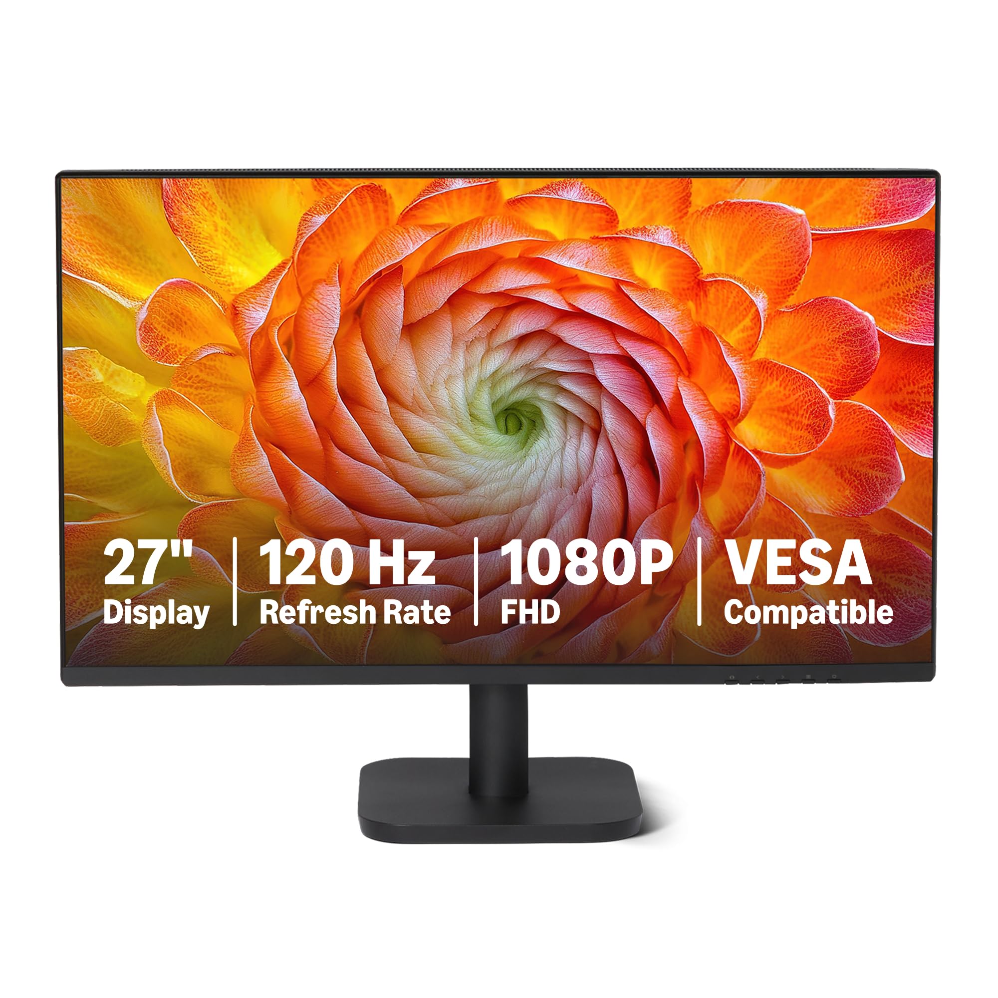 Amazon Basics 27-inch Computer Monitor 120 Hz, FHD 1080P, HDMI, DP, VGA, VESA Compatible for Office,Home, Black