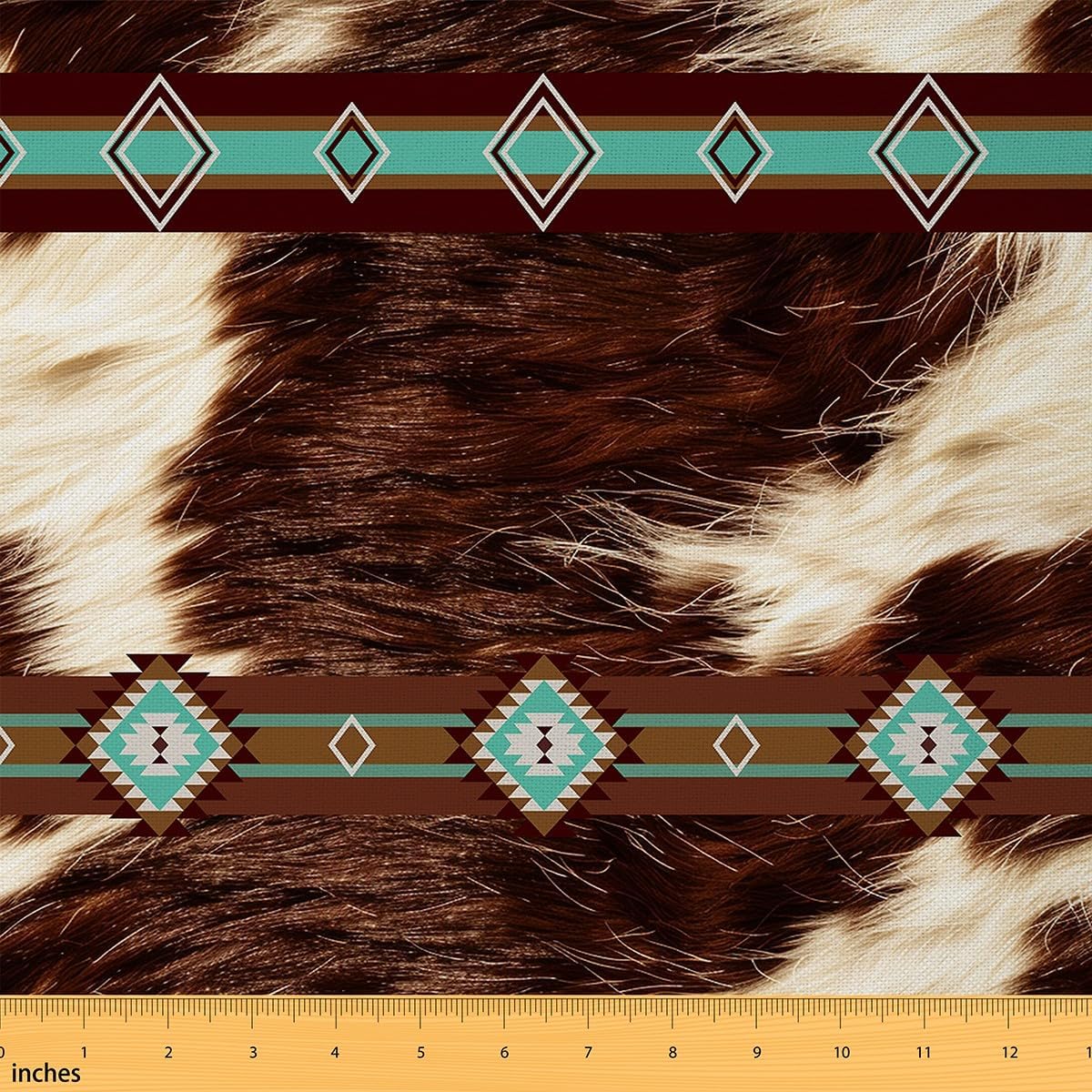 Cow Fur Printed Upholstery Fabric by The Yard,Cowhide Pattern Reupholstery Fabric for Chairs,Bohemian Style Farmhouse Room Decorative Fabric for Outdoor and Home DIY Projects, 10 Yards, Brown
