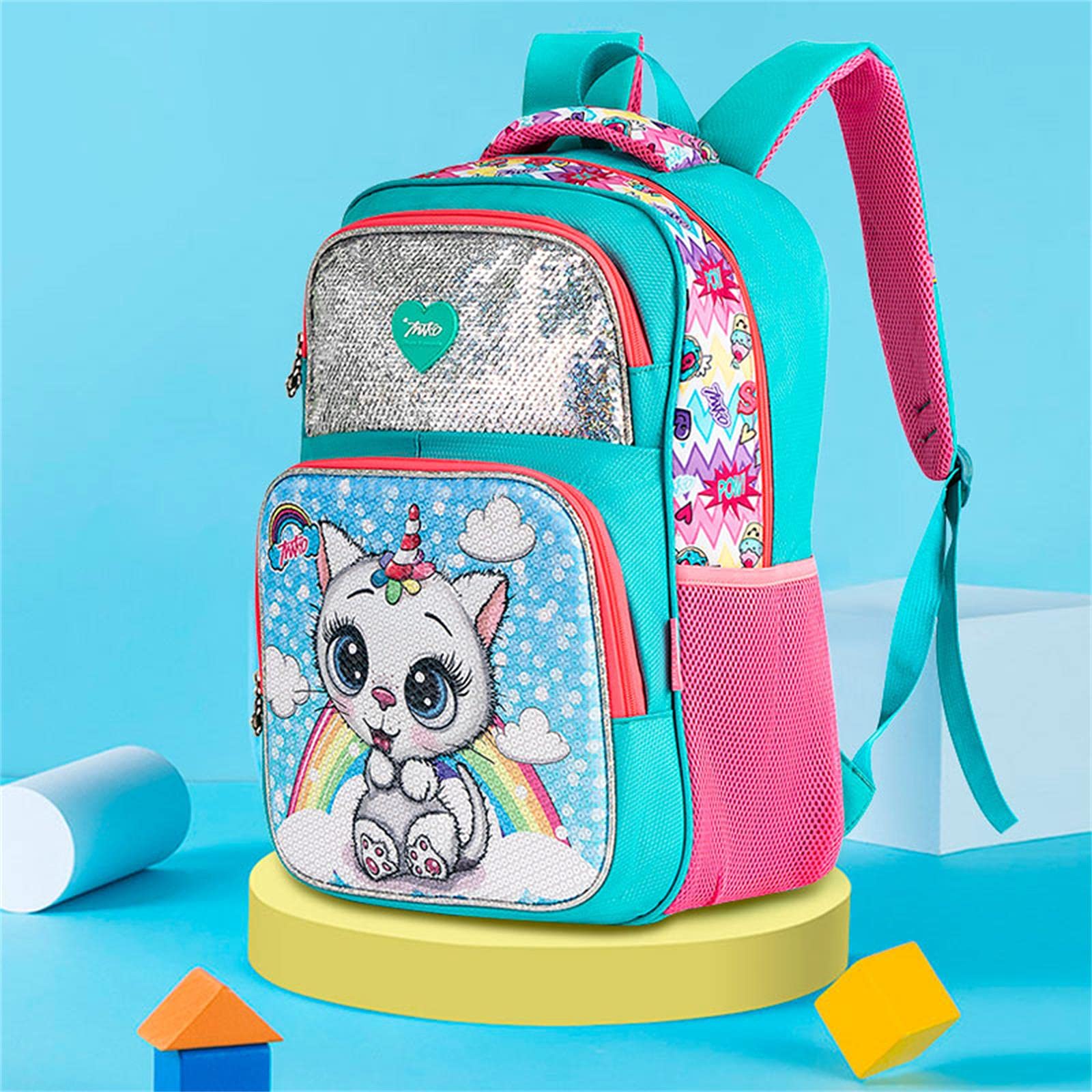 Zaino per Bambini Zaini Unicorn per Ragazze Glitter Paillettes Carino Borsa Scuola