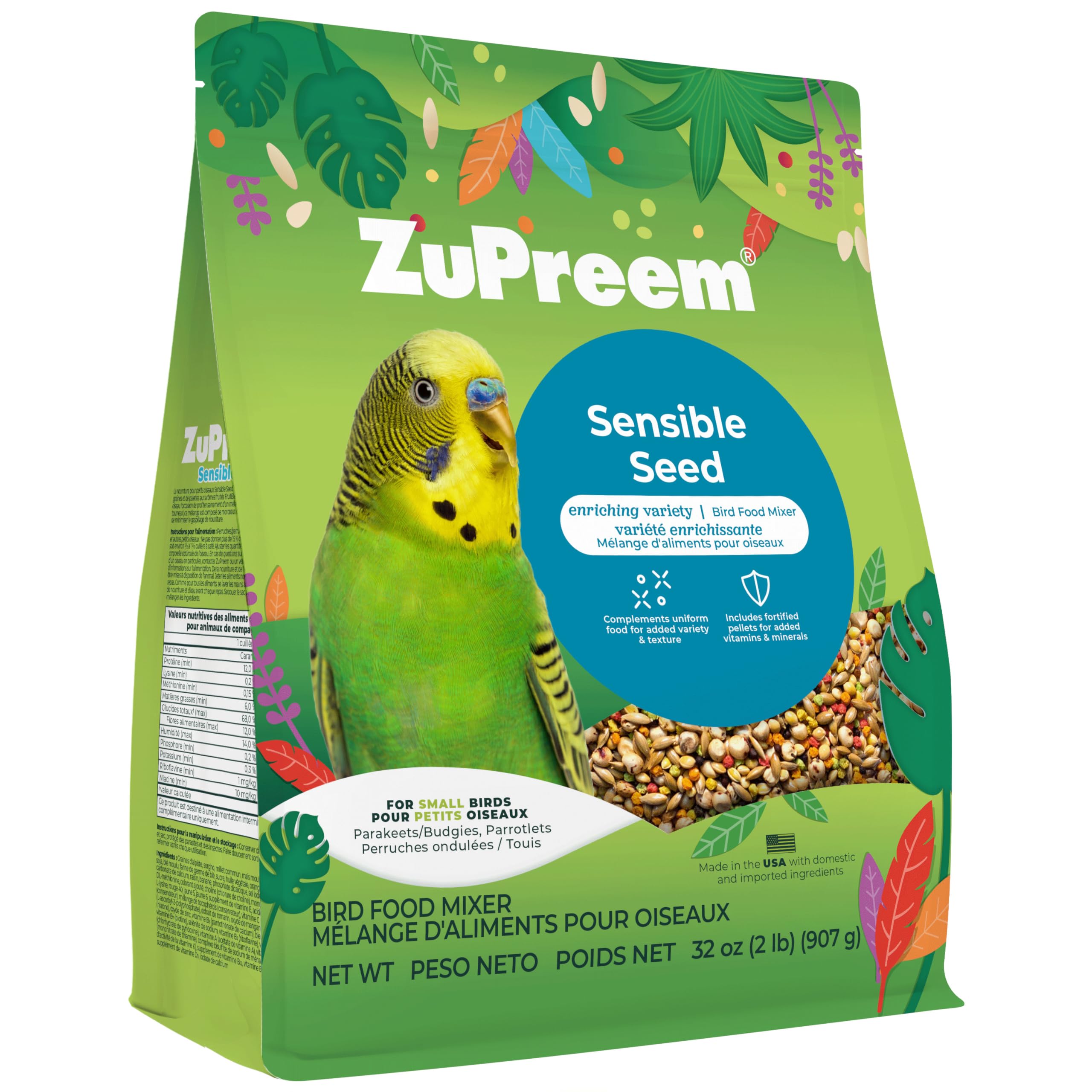 Amazon.com : ZuPreem Sensible Seed Bird Food, Parakeet, Budgie