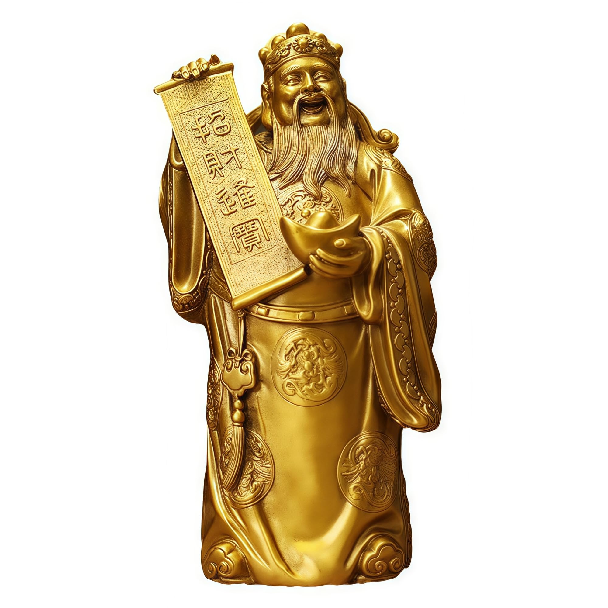 CAI Shen Mosiężna statua do wystroju domu Feng Shui - Bóg bogactwa i szczęścia, figurki i rzeźby Caishen, Tsai Shen Yeh - e