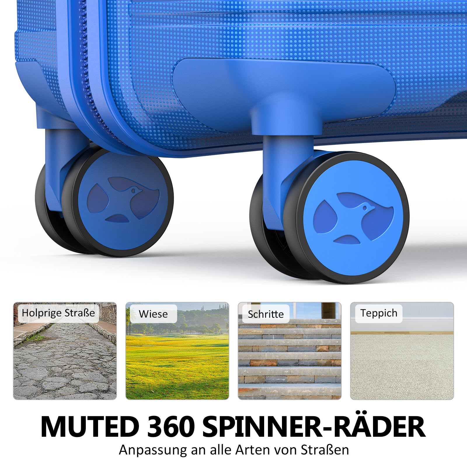 MGOB Valigia Grande Espandibile PP(Polipropilene) 92L Valigia Bagaglio a Mano Rigida Trolley Spinner e TSA Lucchetto 76x51x31cm, Blu