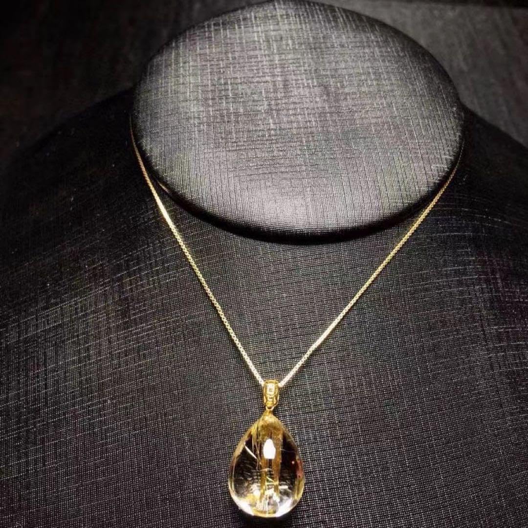 Amazon.co.jp: 天然 タイチンルチルクオーツ ペンダントトップ k18 2  