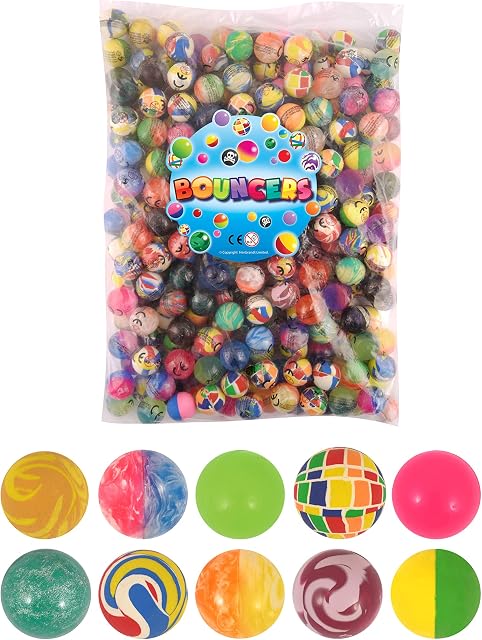 Henbrandt 10 Bouncy Jet Balls 25mm Rubber Bouncers in Assorted Colours and Designs for Kids Birthday Christmas Party Bag Fillers Loot Bag Gifts Classroom Homeschool Reward for Boys and Girls