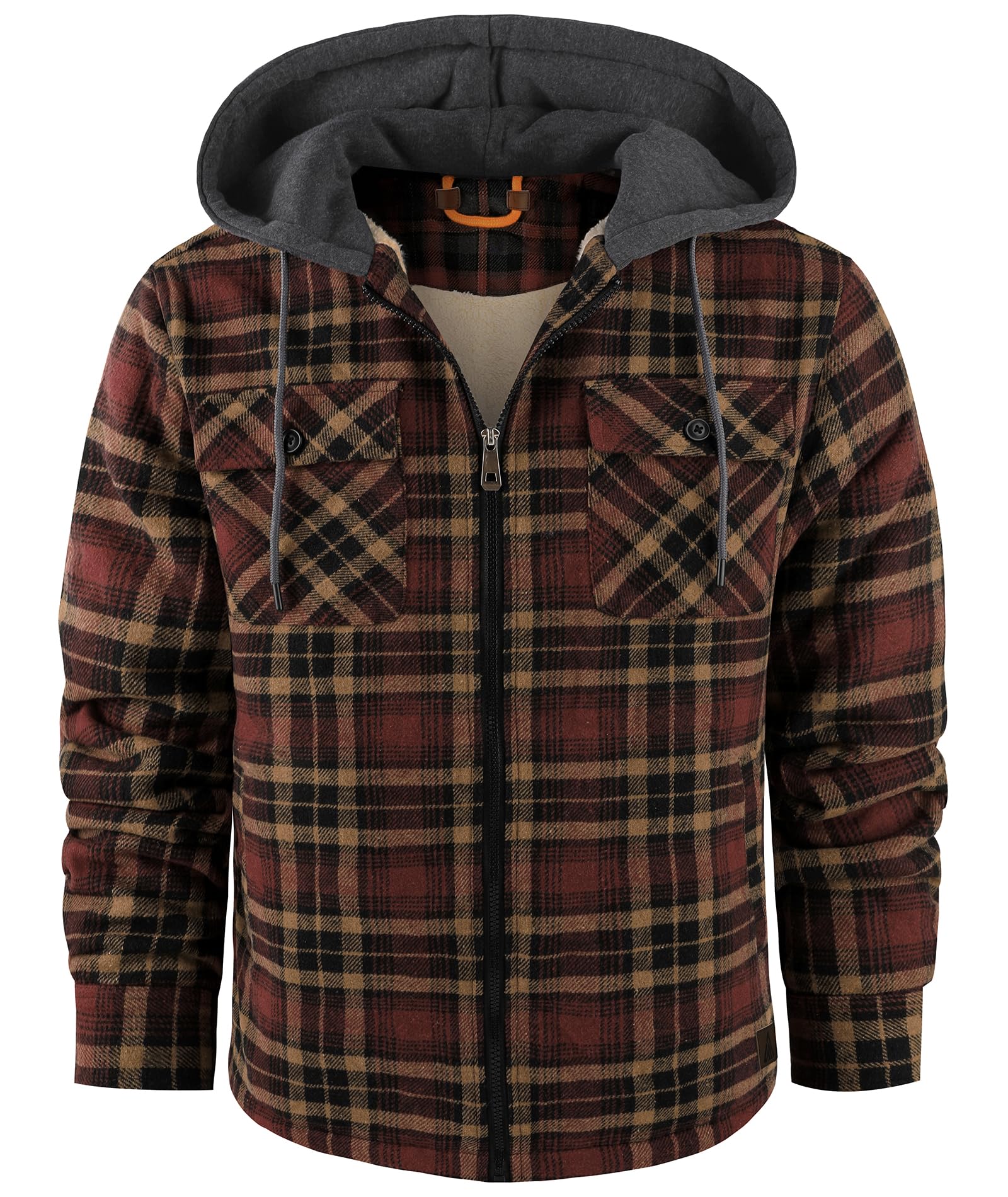 zitysport Camisa Hombres Sherpa Fleece Cuadros Forrada Chaqueta de Invierno Forro Polar Abrigo Bolsillos Chaqueta de Franela Camisa de Exteriores Hombre Sudadera con Capucha