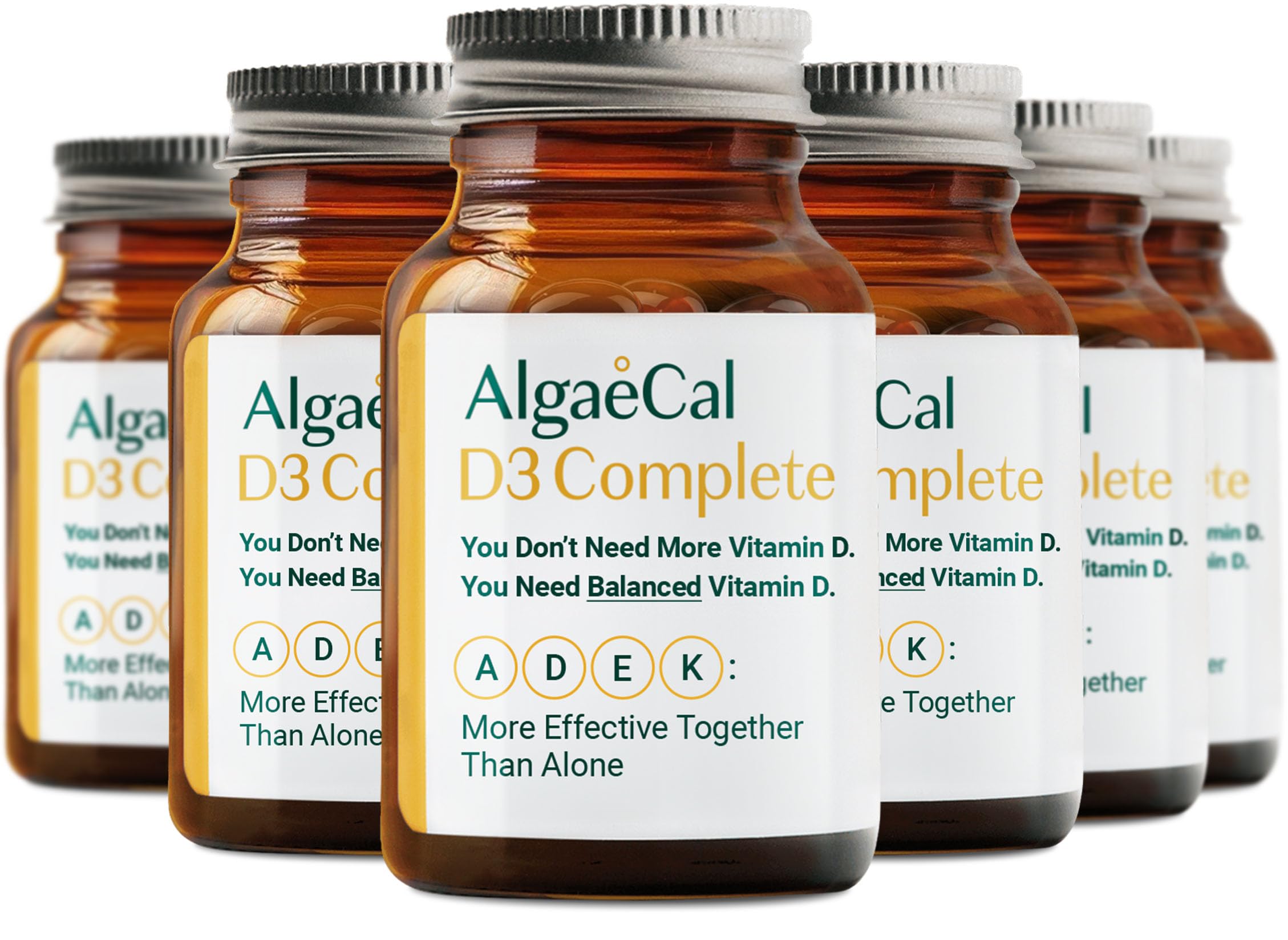 ALGAECAL4-in-1 Vitamin D3 K2 Complete - ADK Vitamin Supplement, Enhanced Immune Support & Bone Health with D3 K2, A, & E - Whole Body Wellness & Bone Strength, Easy-Swallow Softgels, 6 Month Supply