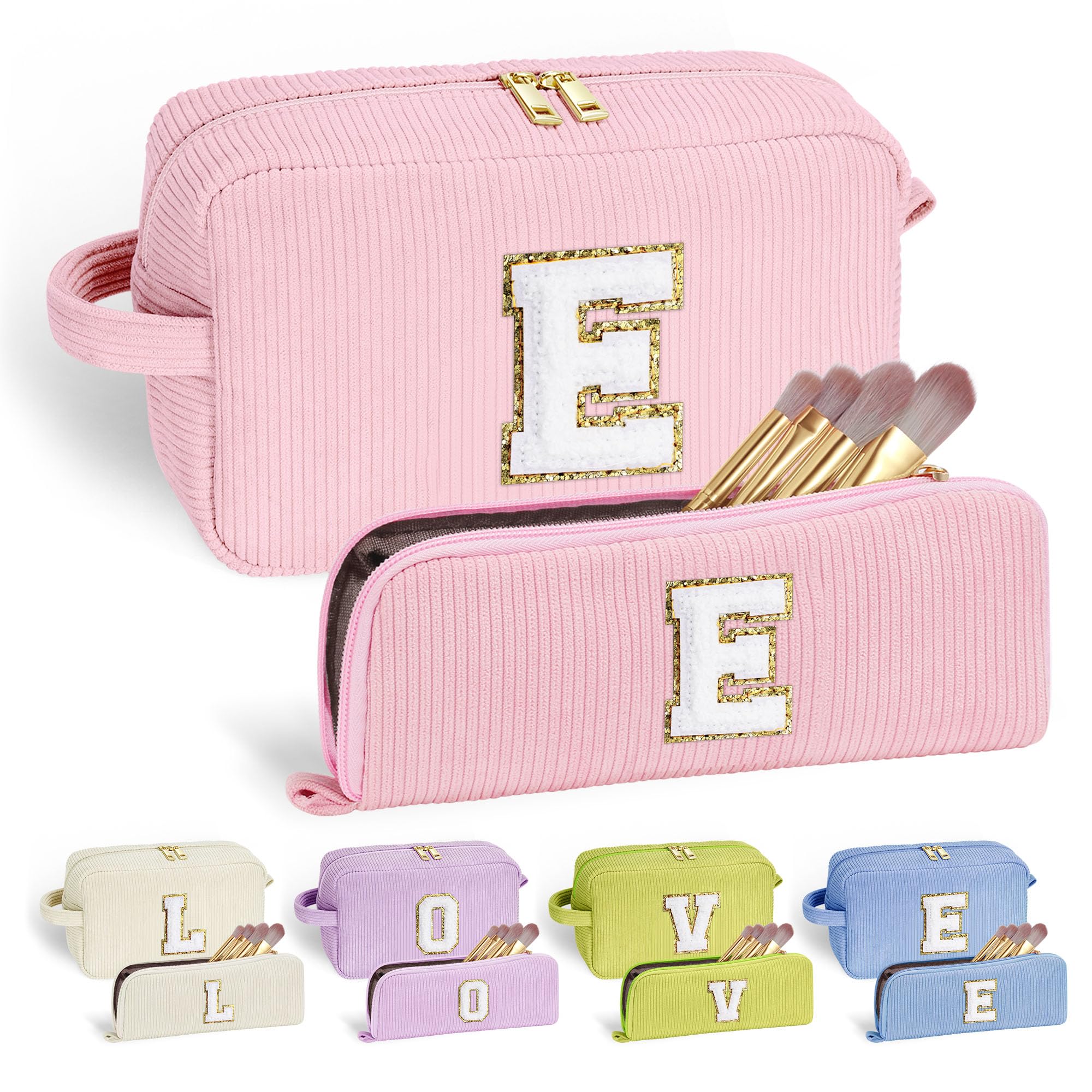YOOLIFE Initial Travel Makeup Bag Cosmetic Bag - Teen Girl Gifts Trendy Stuff Friend Birthday Gifts for Women Teen Girl Kids