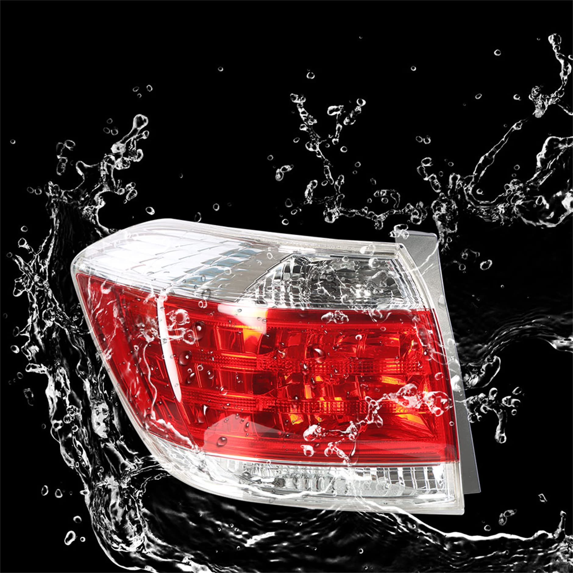 Driver Side Left Tail Light For 2011-2013 Toyota Highlander - Clear/Red Lens, Chrome Housing