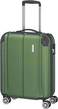 Travelite Board Trolley Hand Luggage Suitcase, Lightweight, 4 Wheels, City, Small Hard case with Scratch-Resistant Surface, 55 cm, 40 liters, Green Grun, 55 centimeters, Hand Luggage