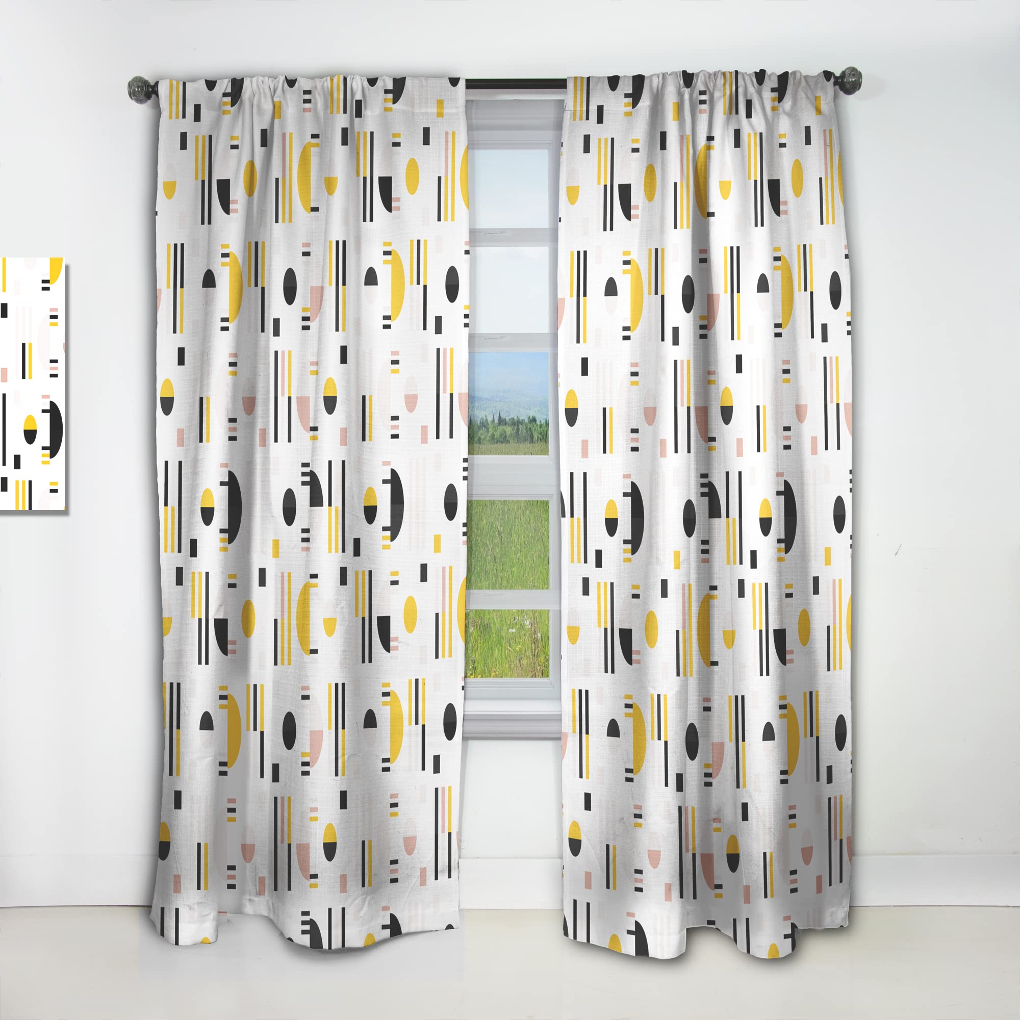 Rideaux à motif géométrique rétro imprimé pour salon moderne