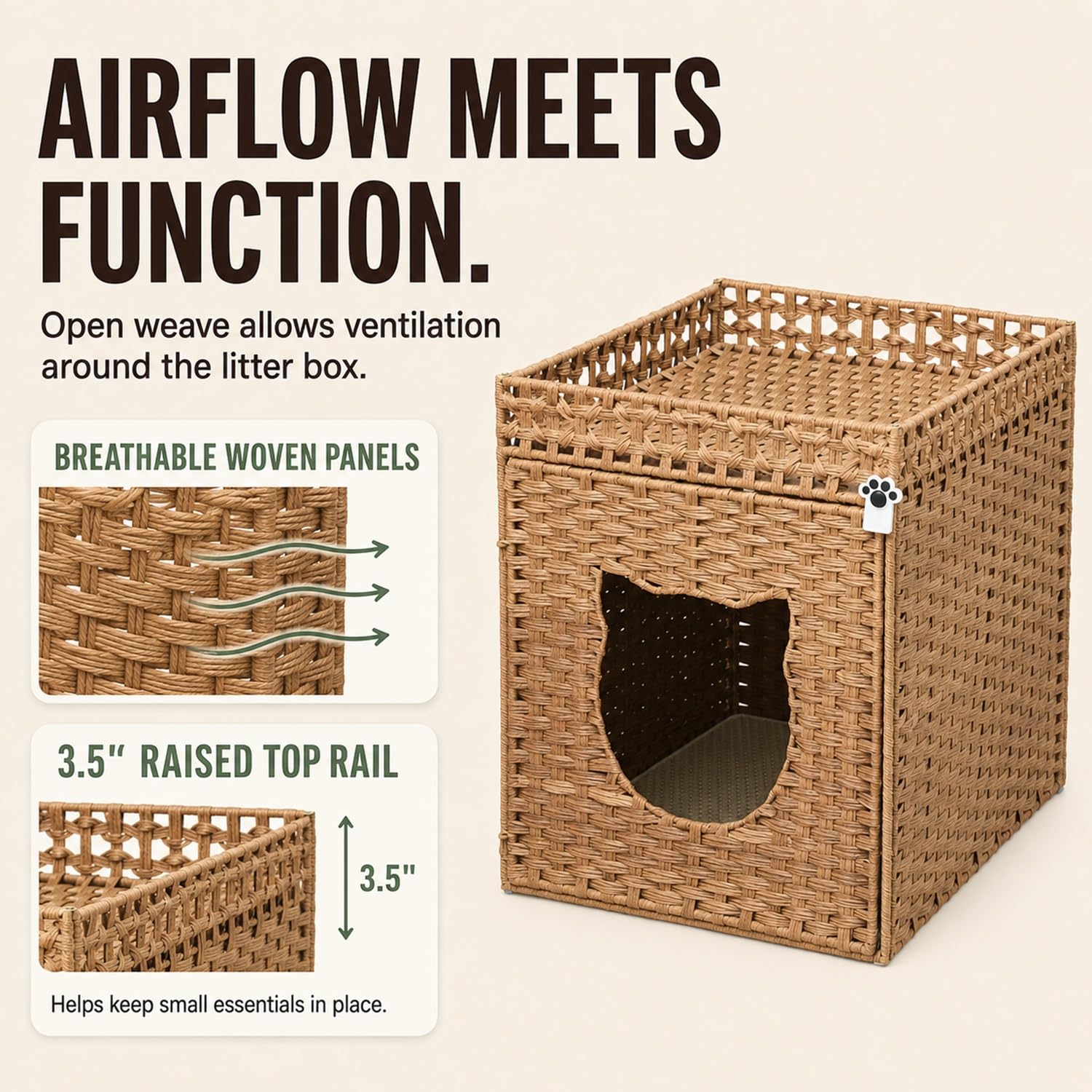 Stylish Rattan Cat Litter Box Enclosure -4 Stylish Rattan Cat Litter Box Enclosure -4