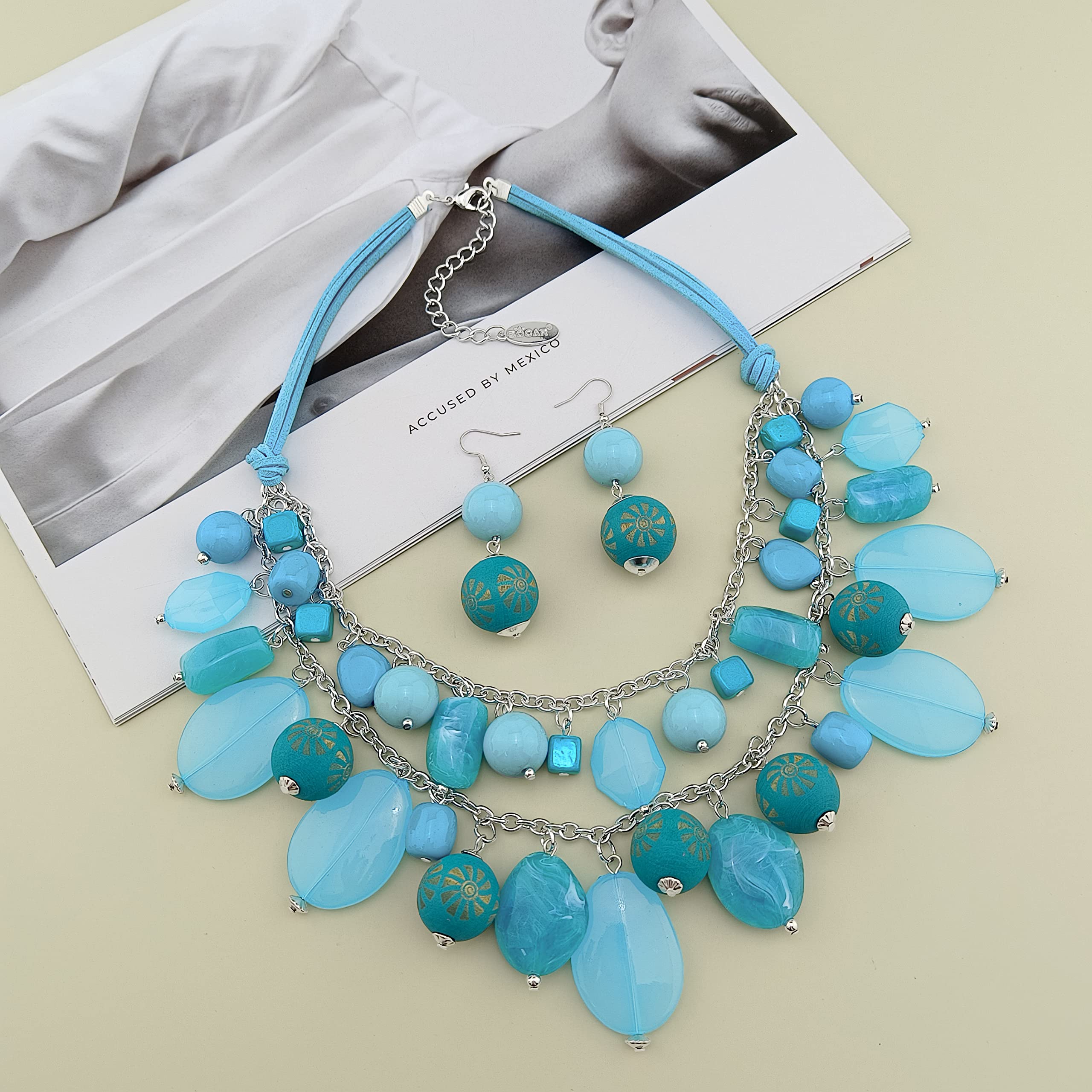 Bocar JEWELRY Collana a 2 strati con perline grosse alla moda, idea regalo da donna Standard, Nessuna pietra preziosa(NK-10619)