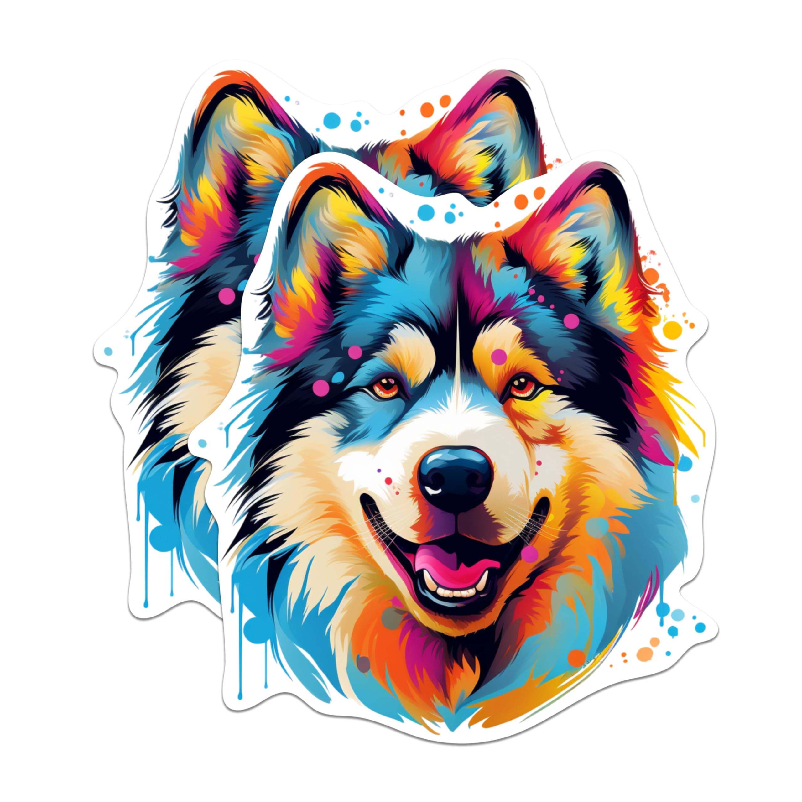 (2 Pack) Alaskan Malamute Dog Stickers - 5 Inches On Longest Side - Choose from Over 100 Dog Breeds - for Cars, Trucks, Skateboards, Laptops - Made in USA - BMCS1749