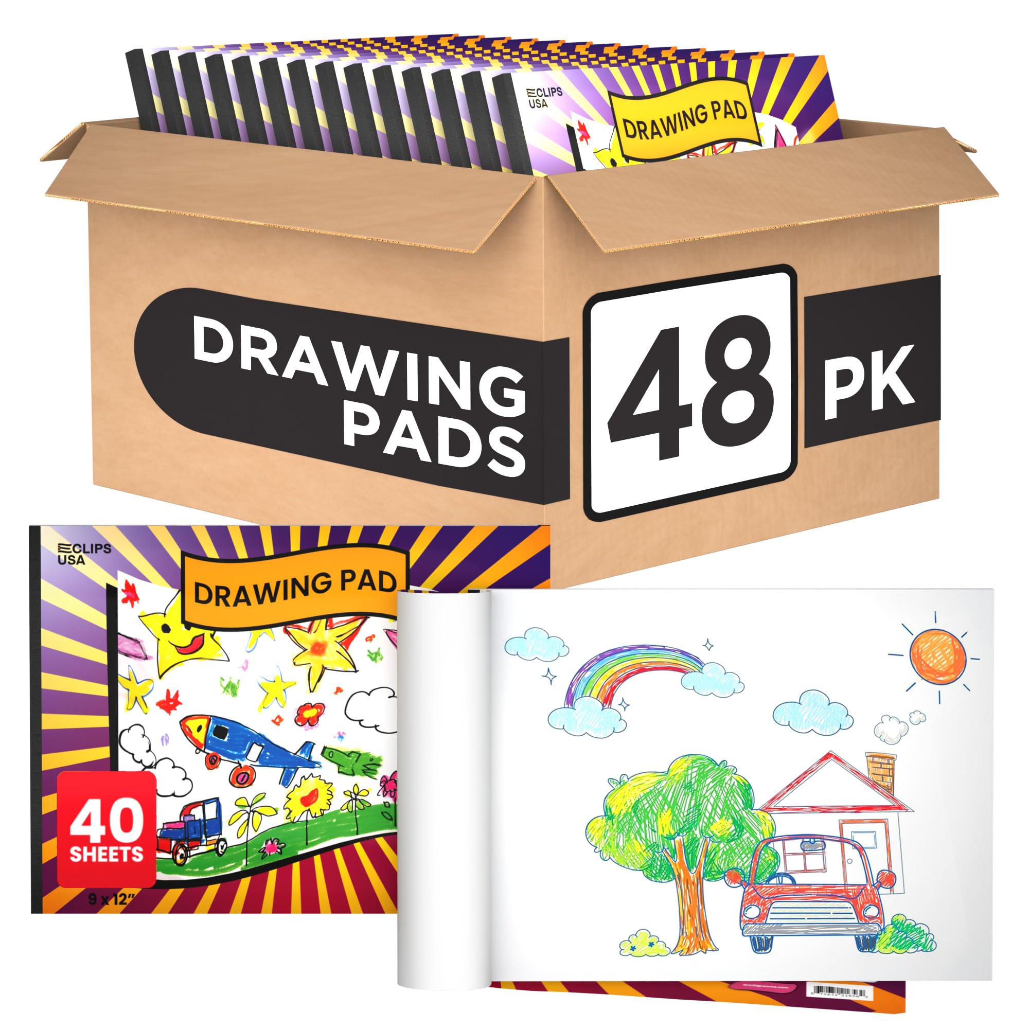 Sketch Book for Kids, Drawing Pad for Kids, Drawing Paper, Sketch Pad for Kid, Kid Sketch Book (9 x 12, 40 Sheets) (48)