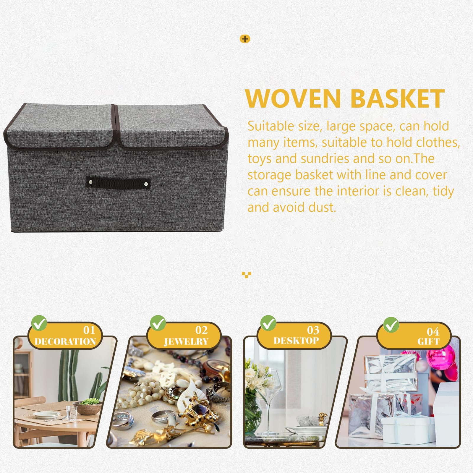 Housoutil Caja Organizadora Plegable Color Adecuado Hogar y Actividades al Aire Libre de Algodón y Lino Gran Capacidad y Asas para Ropa y Libros