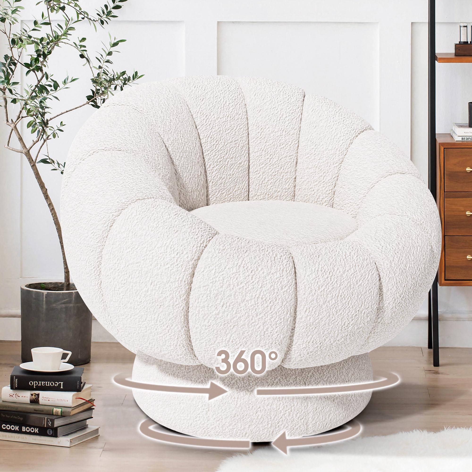 Amazon.com: COCO DESIGN Pumpkin Boucle Swivel Chair,360