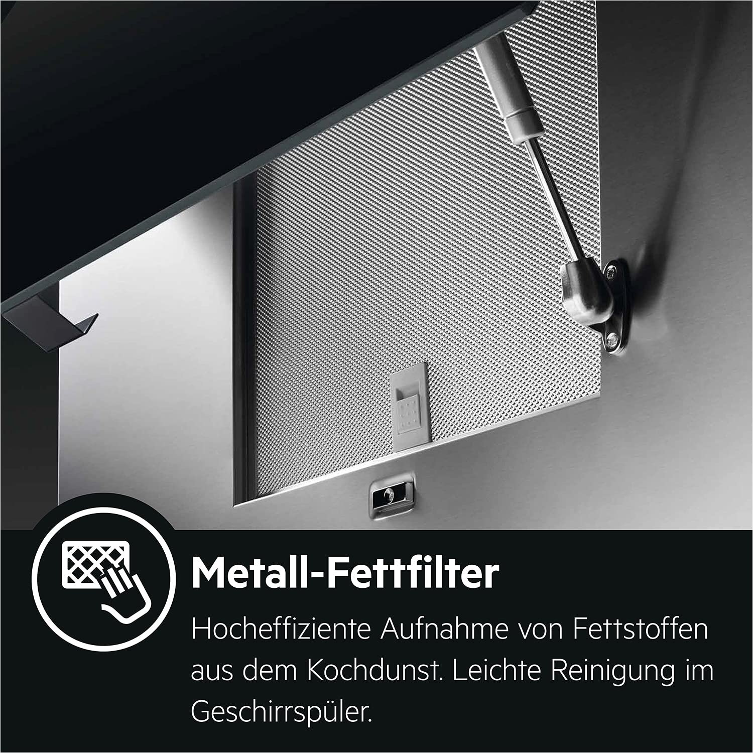 AEG Serie 7000 Kopffreie Wand-Dunstabzugshaube 60 cm Hob2Hood Abluft Umluft 500 m³/h Touch-Bedienung Schwarz DVE5661HB