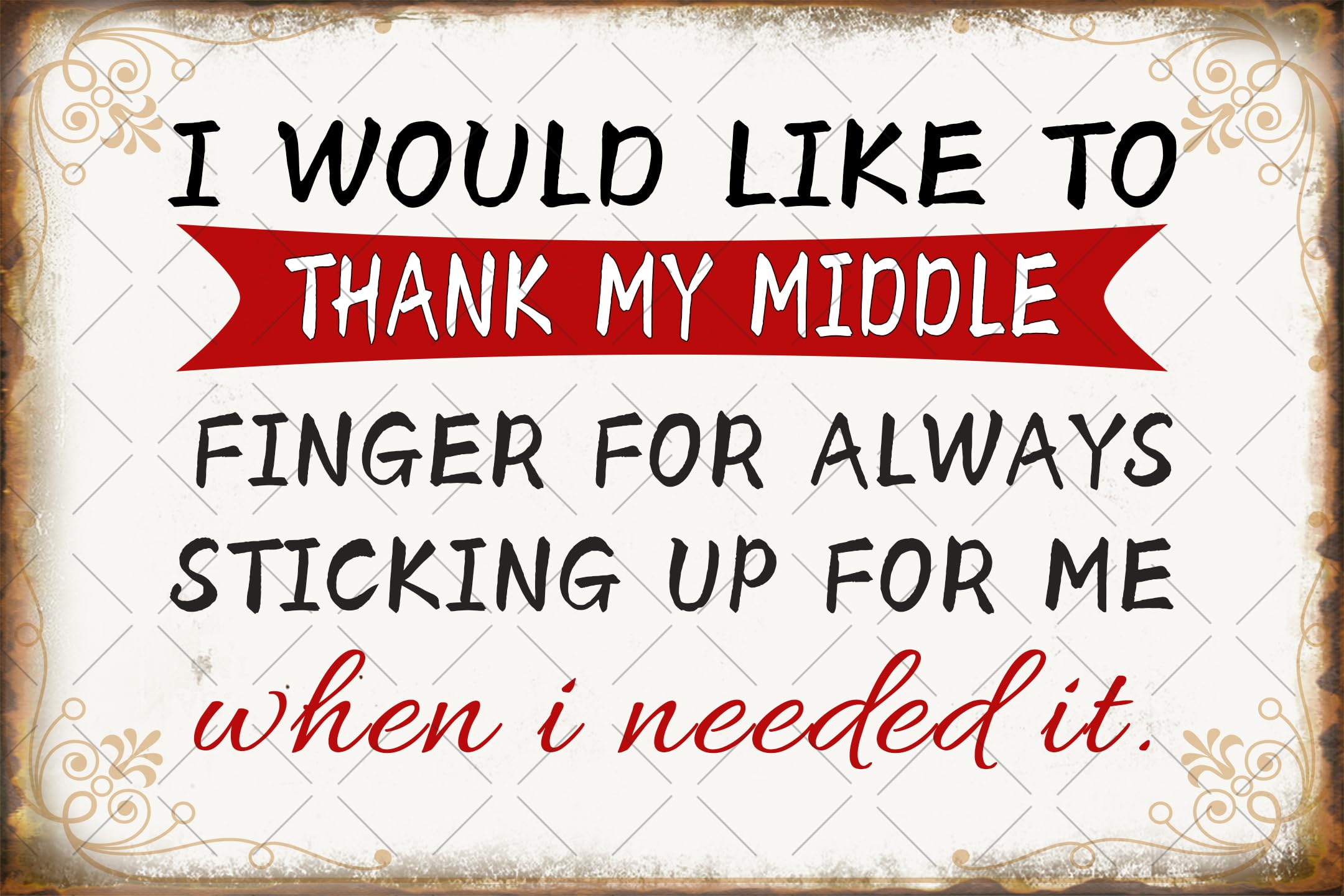 Kwqdozf 014 8X12 Inch I Would Like To Thank My Middle Finger For Sticking Up For Me Wh