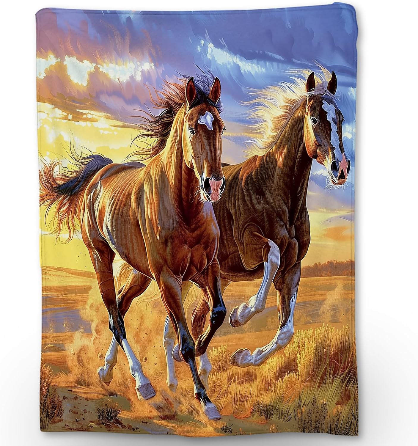 Horse Blanket - Soft Cozy Lightweight Flannel Throw Blanket for Couch, Bed, Travel, Outdoor Use | Warm, Fluffy, Fuzzy Blankets for Adults Kids Women Men Boys Girls 50×60 in